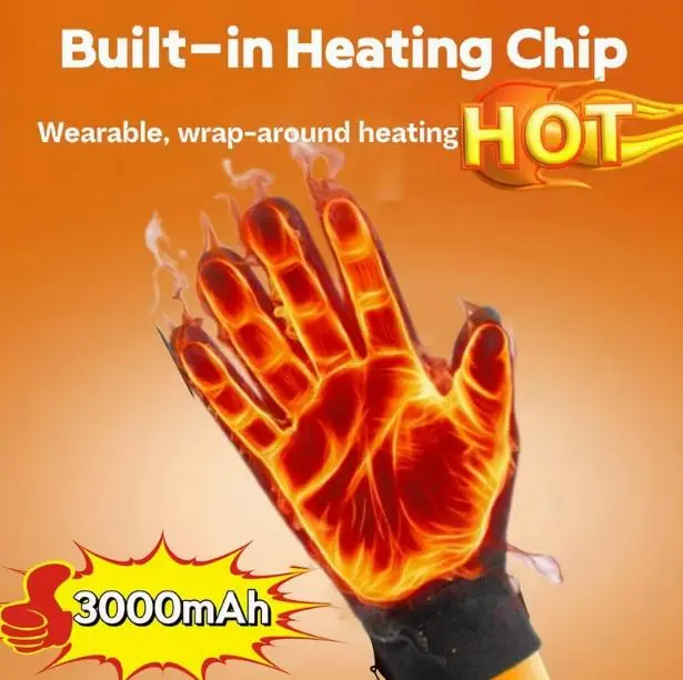 Electric Heated Hand Glove for Men - 5 Temperature Levels, Touchscreen Design, 3000mAh Rechargeable Battery, Plus Size, Warmth for Winter Outdoor Hiking, Offroad Cycling, Comfortable Ski Gloves Hand Cover