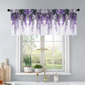 1Pc Realistic Spring Flowers Violet printed kitchen curtains living room bedroom bathroom home decoration 54 * 18 inches