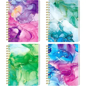 4 count Mini Spiral Notepads, Pocket Marble Notebooks A6 Small Spiral Journal College Ruled Hardcover Notepads for Women Aesthetic  Office School Supplies, 4.1x 5.7 Inch, 640 Pages