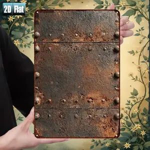 【20*30cm/8*12inch】2D Flat, 2D Flat 1pc,Rusty Metal Plate with Rivets and Weathered Texture,metal Tin Sign,size(8"x12"/20cm*30cm)Decoratve Paintings/Room/Restaurant/Bar/Door/Garage Decor, 2D Flat
