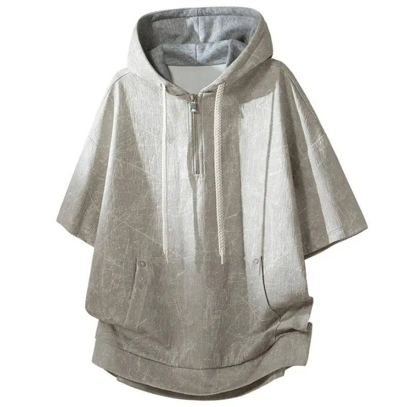American-style new summer men's tie-dye hooded top with half