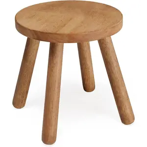 11.8"H Round Solid Wooden Stool Wood Plant Stand Decorative Garden Stool Portable Stand for Kitchen Bathroom Living Room Bedroom