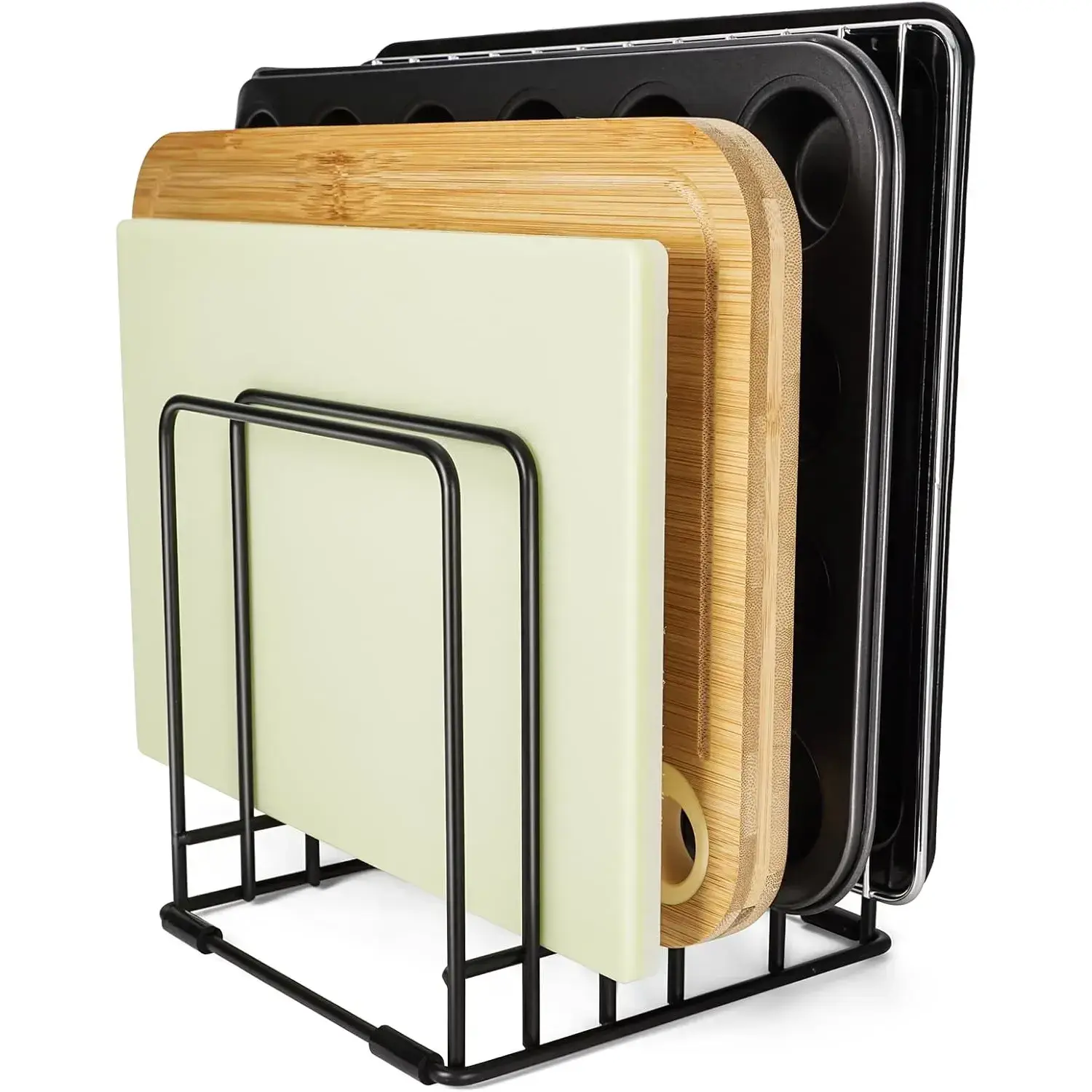 5-Compartment Kitchen Storage Rack - Kitchen Cabinet Cutting Board & Bakeware Organizer, Cabinet Dividers Holder for Cookie Sheets, Baking Pans, Trays (1 PC), 5 Compartments