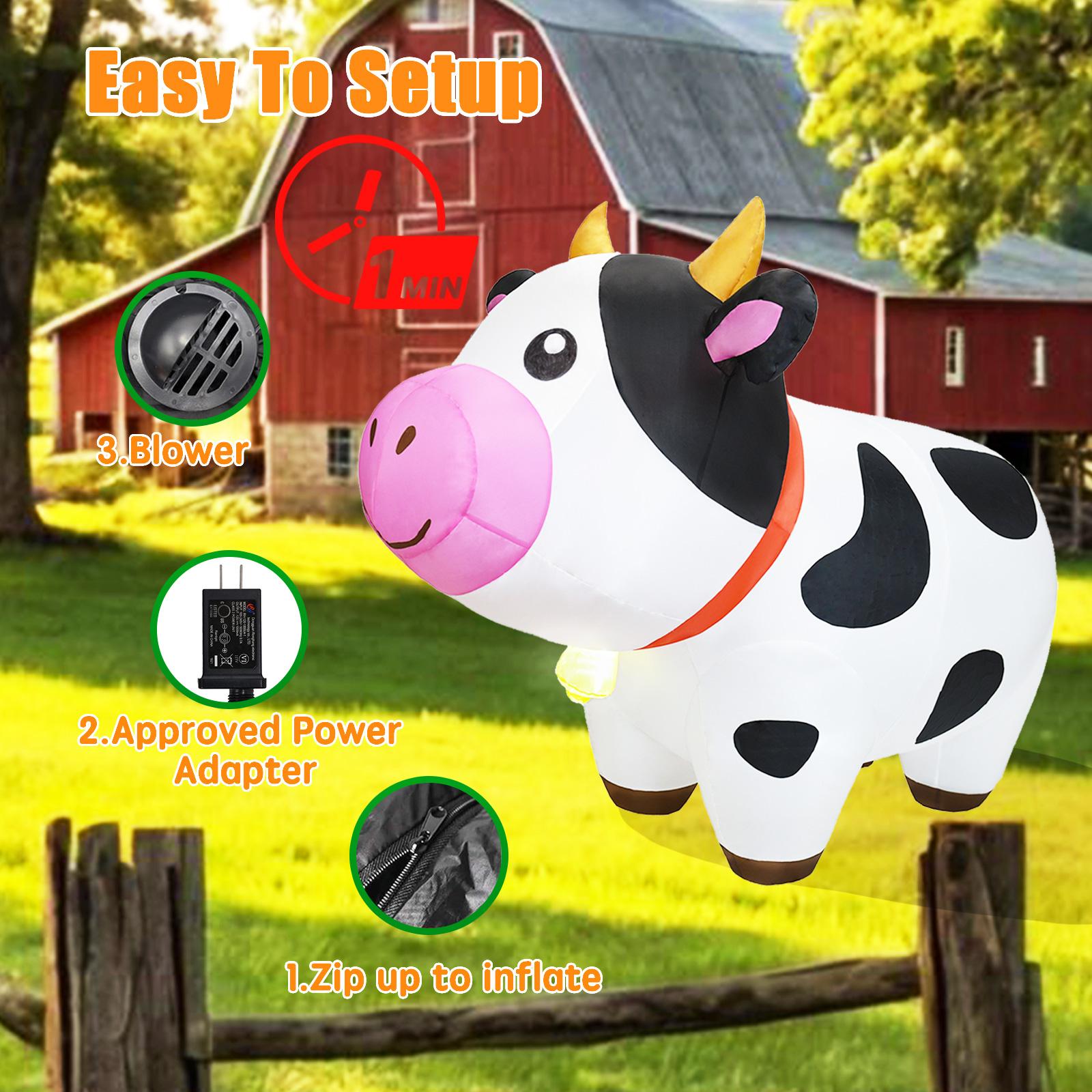 6 FT Long Cow Inflatables Christmas & Spring with Built-in LED Lights, Farm Ranch Inflatable Animals Cute, Blow Up Yard Outdoor Decorations for Garden Lawn Party Holiday Outside 6 FT Long Cow Inflatables Christmas & Spring with Built-in LED Lights, Farm Ranch Inflatable Animals Cute, Blow Up Yard Outdoor Decorations for Garden Lawn Party Holiday Outside