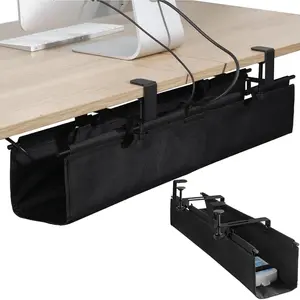 Under Desk  Management Tray 28" - Clamp  Wire and  Organizer for Storage and to  Cords - Ideal for  Office -  Black Fabric Design
