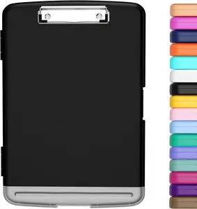 Clipboard with Storage with Pen Holder, Folder  Clip Board 8.5 x 11 Foilo-Side Opening, High Capacity, Light Weight for Teachers, Classroom. Size 14 x 9.6 x 1.2 in(Black)