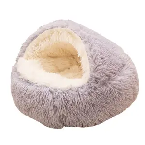 Cozy Hooded Cave Pet Bed for Cats & Small Dogs - Ultra-Warm Plush Semi-Enclosed Nest, Anti-Anxiety Privacy Pod for Winter, Soft Self-Warming Sleeping House, Machine Washable & Non-Slip Base for Indoor Use