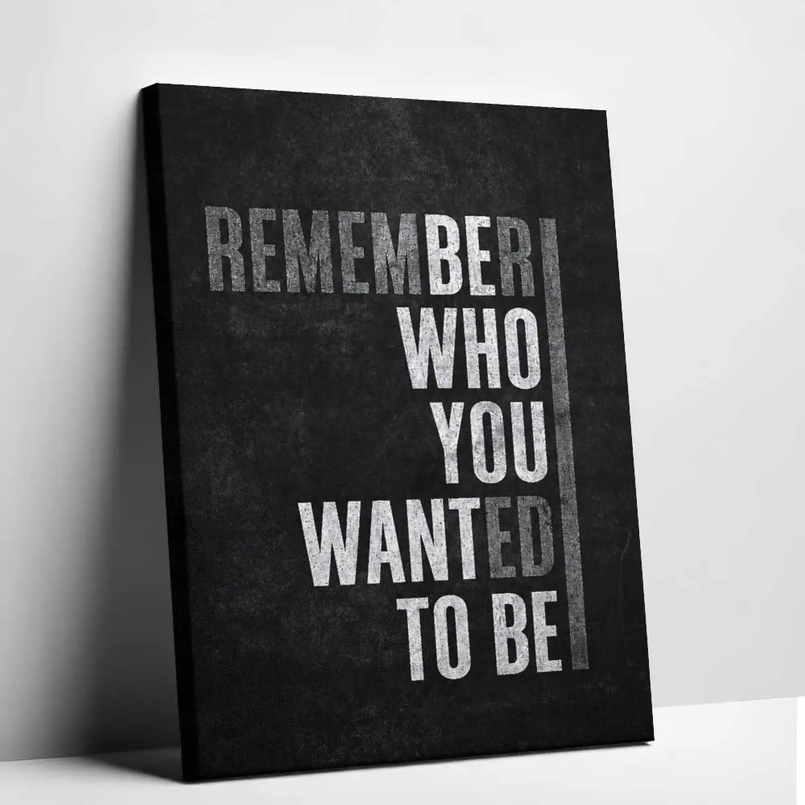 Inspirational Quote Canvas Wall Art Remember Who You Wanted To Be Motivational Poster Black White Painting Print Mindset Gym Office Decor Hustle Aesthetic Picture Artwork Living Room Deco