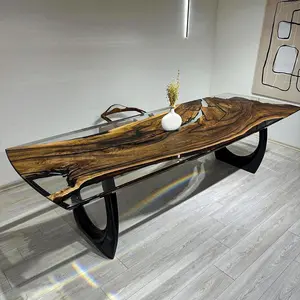 [BST016] Black Walnut Wood Epoxy Table custom epoxy river slab table, Executive Desk, Custom Large Epoxy River Table, Solid Wood Slabs Table, Large Computer Office Desk Workstation, Business Furniture for Home Office