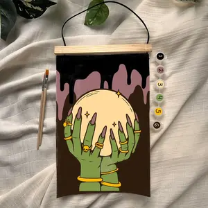 Halloween Crystal Ball Easy Adult Paint by Number Kit for Wine and Paint Night