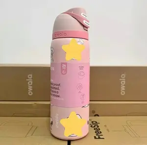 [LIMITED EDITION] Owala Pink Orange Peanuts 32oz Water Bottle – Stainless Steel Insulated Flask with Flip Lock Lid, Leakproof Sports Bottle for Gym & Travel