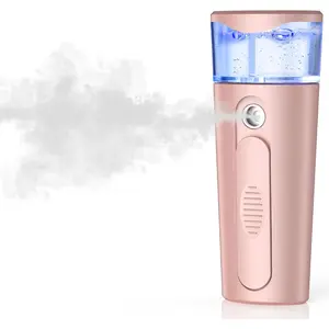 Portable Nano Face Mister, Facial Steamer, USB Rechargeable Cool Mist Sprayer, 40ml Visual Water Tank, Nano Mister for Eyelash Extensions, Facial Deep Cleaning, Makeup-Pink