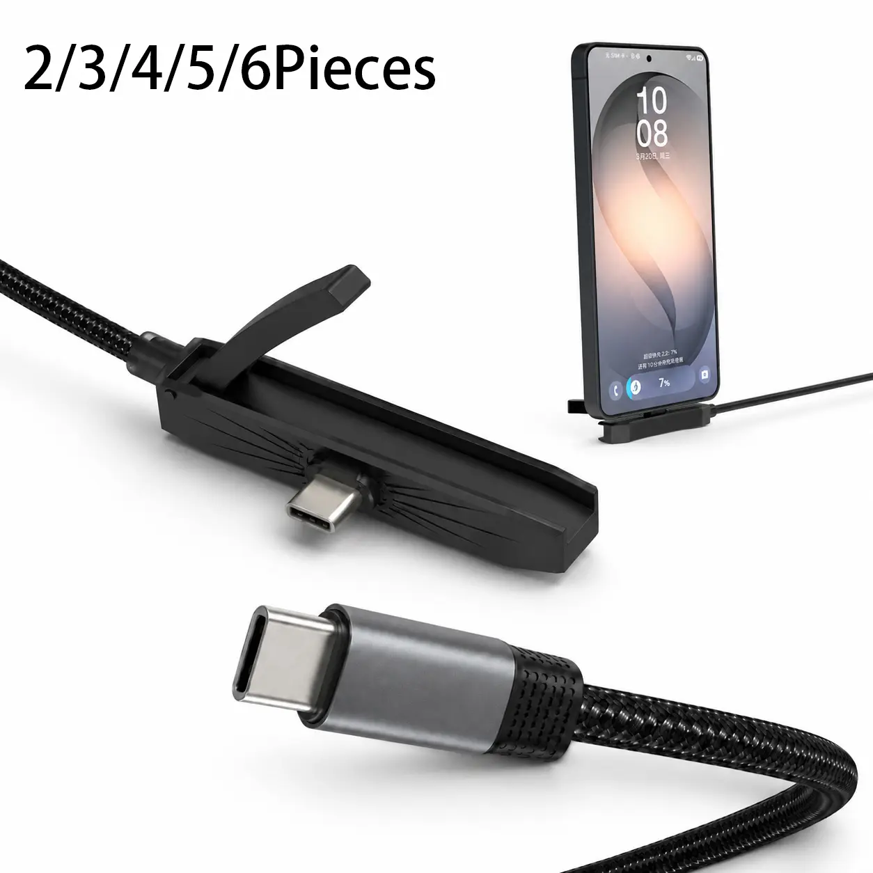 240W USB C to USB C Cable,Fast Charging Cable cord 6 FT，Invisible Stand Charging Cable，Flat USB c Cable,USBC Cable with 90° Angled Kickstand for Samsung Galaxy S26 /Ultra S26/S25/S24/IPhone 17/16/15 etc (Black)