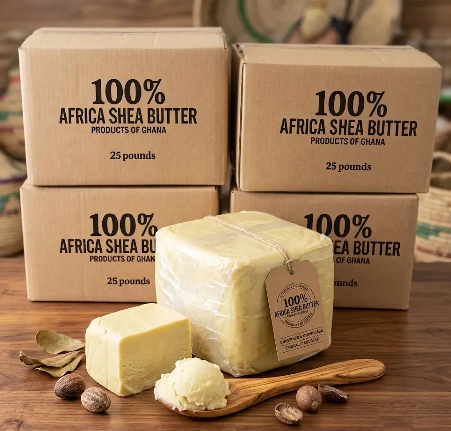 Raw African Shea Butter, 100% Pure Unrefined & Organic Daily Moisturizer for Dry Skin and Hair Repair, Vegan Cosmetic for DIY Projects, Moisturizing, Bag