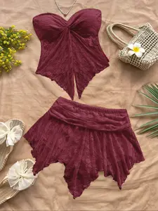 Women's Y2K Solid Lace Halter Top and Skirt Set Womenswear, Perfect for Vacation, Beach, Music Festivals, Parties, Classic Fashion