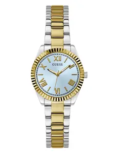 GUESS Female Two-Tone and Light Blue Analog Watch