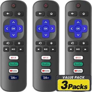 X-RTC06  3 Pack Replacement Remote Control Only for Roku TV, Compatible for TCL Roku/Hisense Roku/Sharp/Philips/Onn Roku (Not for Roku Stick and Box)