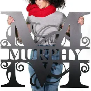 Split Letter Monogram - 24" x 20" - Black - Made To Order - Wall Decor