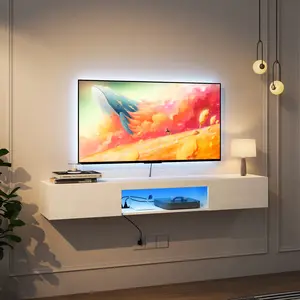 Floating modern high glossy TV Stand Wall Mounted with 16 Color LEDs, 63" Modern TV Stand, Floating TV Cabinet Entertainment Center for 55 60 65 Inch TV, White 12 Days of Christmas Wax Melt Sample Box