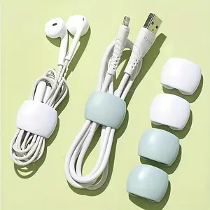 Random Color  Cable Organizer, 10pcs/set Silicone Earphone & Charging Cable Winder, Simple Travel Cord Management Clips, Data Hub Storage Clips