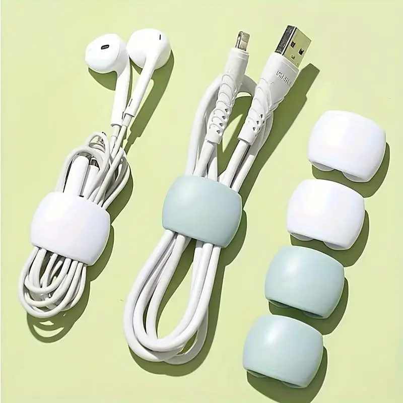 Random Color Cable Organizer, 10pcs/set Silicone Earphone & Charging Cable Winder, Simple Travel Cord Management Clips, Data Hub Storage Clips