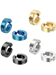 Jewelrywe Simple Glossy Huggie Hinged Hoop Earrings, High Quality, Non-Piercing Unisex Ear Clips, Stylish & Comfortable Design, Perfect Gift Idea, Fashionable Hoop Earrings, Versatile Earrings, Fashion Accessories