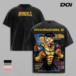 Mark Grayson Invincible Battle Damage Graphic Tee, Vintage Washed Anime Shirt, Teen Superhero Unisex Streetwear, Viltrumite Power Action Design, Heavyweight Cotton Oversized Tee, Gift for Invincible Fans