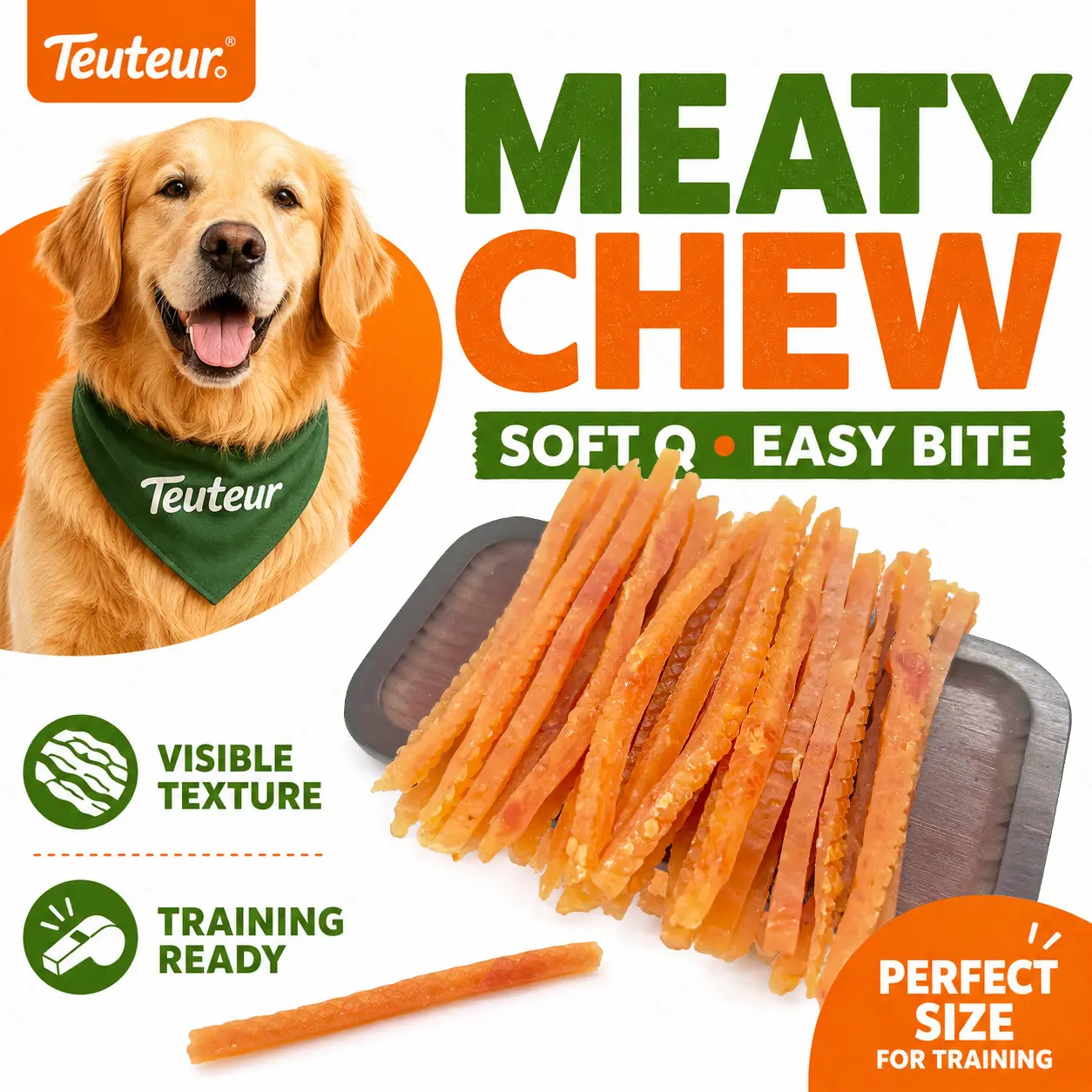 Soft Chicken Breast Strips for Training Puppies and Adult Dogs, Chewy Reward Snacks for Small Medium Large Breeds, Oven Baked Chicken Shreds with Taurine, Multivitamins and Probiotics, Easy to Portion for Puppies daily canine wellness real lean protein