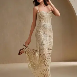 Women's Gold and Black Crochet Midi Skirt - Lady's Comfortable Fashion Bottom Piece with Intricate Detailing, Flowing Design for All-Season Elegant Outfits