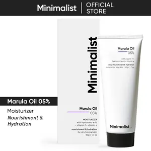 Minimalist Face Moisturizer For Dry Skin | 5% Marula Oil with  Hyaluronic Acid For Deep Nourishment & Hydration | For Men & Women | 1.7 Oz/50 gm