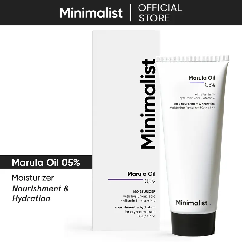 Minimalist Moisturizing Facial Heavy Cream for Dry Skin, 5% Marula Oil & Hyaluronic Acid for Deep Nourishment & Hydrate, Men & Women Face Care Products, 1.7 Oz/50 gm, Deep Hydration