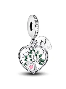 New Style Original Silver Color Charm DIY Beads with Heart House Family Tree of Life Heart Tree Evergreen Tree Four-leaf Flower 8-shaped Clover Beads for Family DIY Jewelry Warm Ideal for Family Perfect Choice