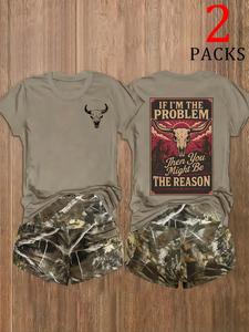 Women's Casual Summer Set, Leopard Cow Print Design, Loose-Fit Short Sleeve Top & Shorts Combo, Perfect for Daily Wear