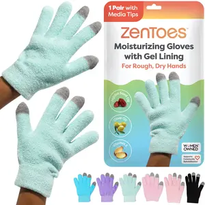 ZenToes Moisturizing Fuzzy Gloves for Women & Men - Gel Lined with Media Tips - Perfect for Dry, Cracked Skin - 1 Pair