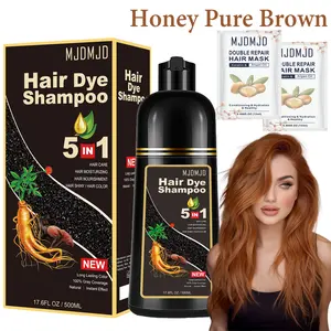 500ML Hair Dye Shampoo 3-in-1, Champu Para Canas for Gray Coverage - Instant Natural Hair Color Shampoo for Women & Men, Herbal Formula Ingredients, Long-Lasting 3-4 Weeks, Easy Root Touch Up (Honey Pure Brown)