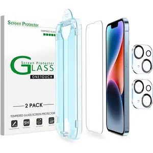Tempered Glass Screen Protector + Camera Lens Protector for  14 6.1, Easy OneTouch Installation, Auto-alignment, Bubble Free Case Friendly, Anti-Scratch (Pack of 2)