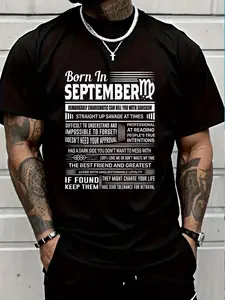 100% Cotton Born In September Virgo Funny Birthday Gift T-Shirt Women's Men's Graphic Tee Crew Neck summer vacation Tops