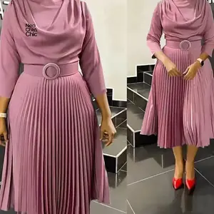 Refined Women's plus Size Solid Color Pleated Dress