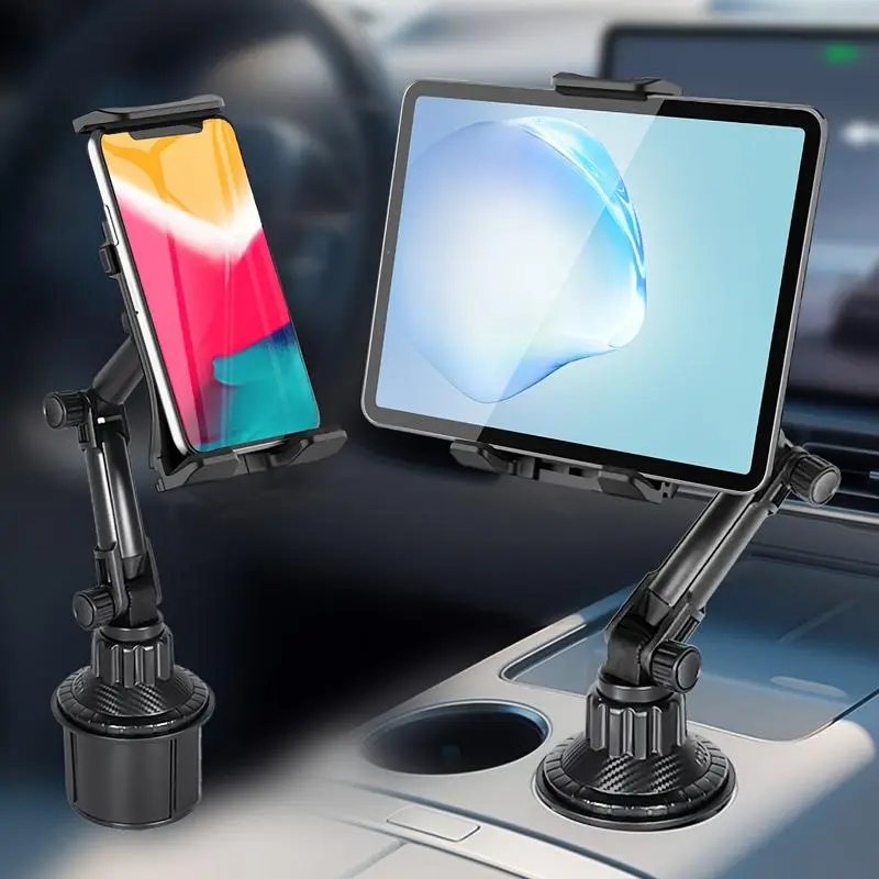 Car Cup Holder Tablet & Cellphone Mount, Adjustable Base Car Accessory for Most 4-14" Phones and Tablets, Car Cellphone Mount