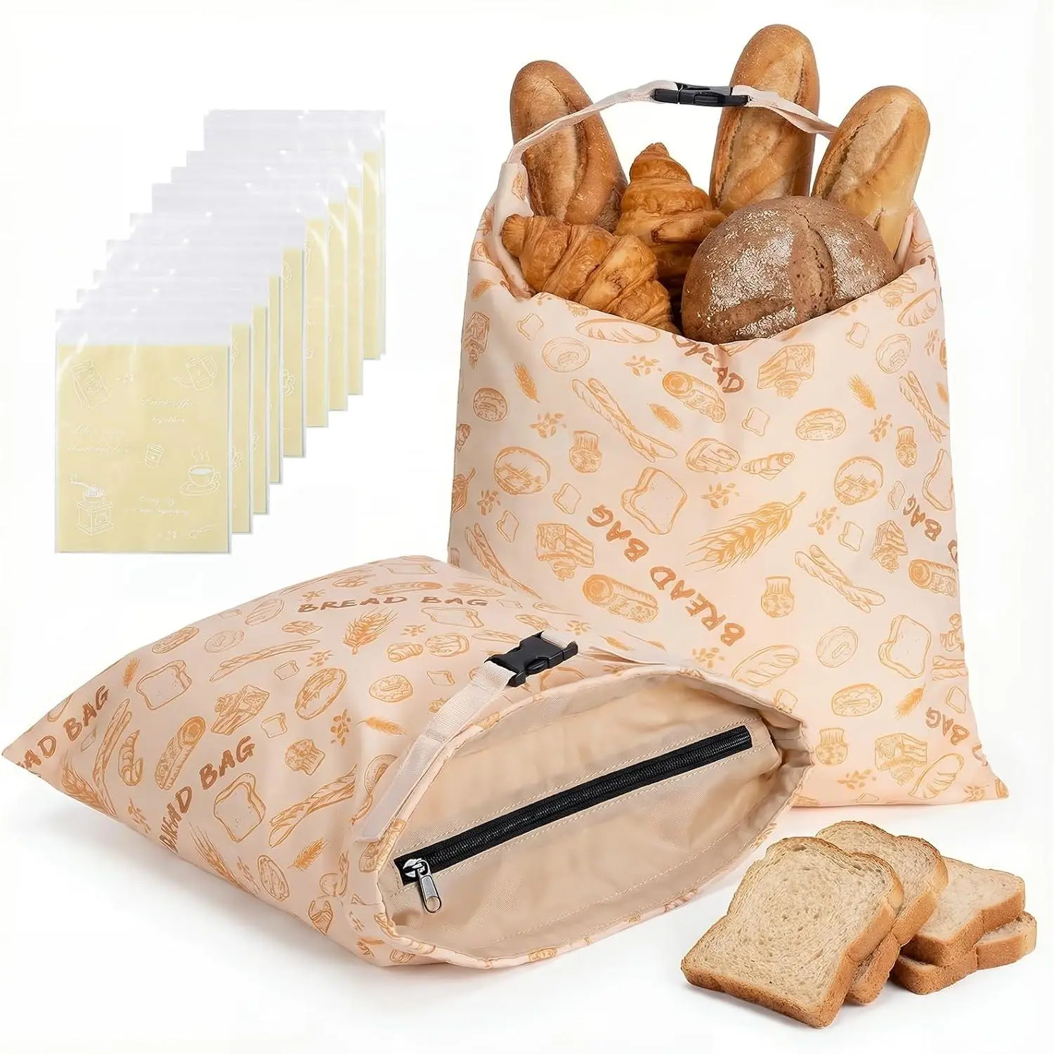 2 Pack  Beeswax Bread Bags, 17x13 Inches Large Linen Sourdough Keeper,  Beeswax Lining, Plastic-Free   Storage for Homemade Bread, Keep