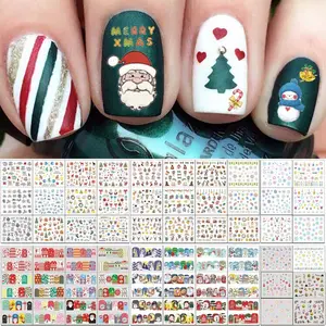 60 Sheets Christmas Nail Stickers, Water Transfer Decals, Winter Full Nail Wraps Nail Art Decorations, Design for Santa Claus Snowflake Snowman (1028 Pcs)