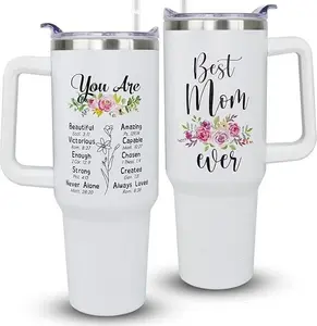 40oz Vintage Double-Wall Insulated Stainless Steel Mom Tumbler - Non-Plastic, Tasteless, Portable Water Bottle with Handle, Lid, Ideal Mother’s Day & Birthday Gifts for Mom from Kids, Non-Plastic Water Bottles, Tasteless Water Bottles