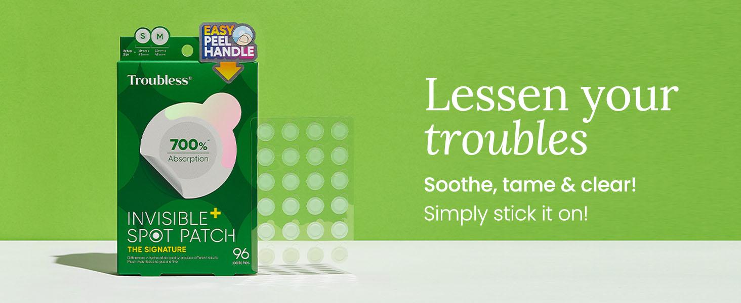 Troubless Invisible Pimple Spot Patch - 96 Ultra Thin Acne Patches - Easy Peel - 2 Sizes Skincare Skin Repair Troubless Invisible Pimple Spot Patch - 96 Ultra Thin Acne Patches - Easy Peel - 2 Sizes Skincare Skin Repair