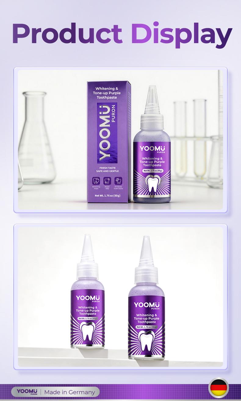 YOOMU 2 Purple light activates the whitening toothpaste, freshens breath, deeply cleans the mouth, and brightens the teeth.