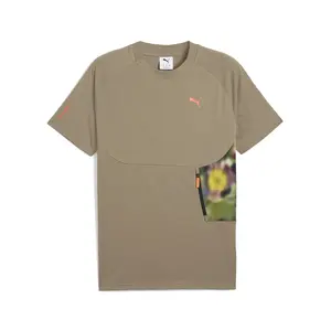 PUMA Mens Pumatech Hoops Graphic Crew Neck Short Sleeve Athletic Casual Tops Casual - Brown