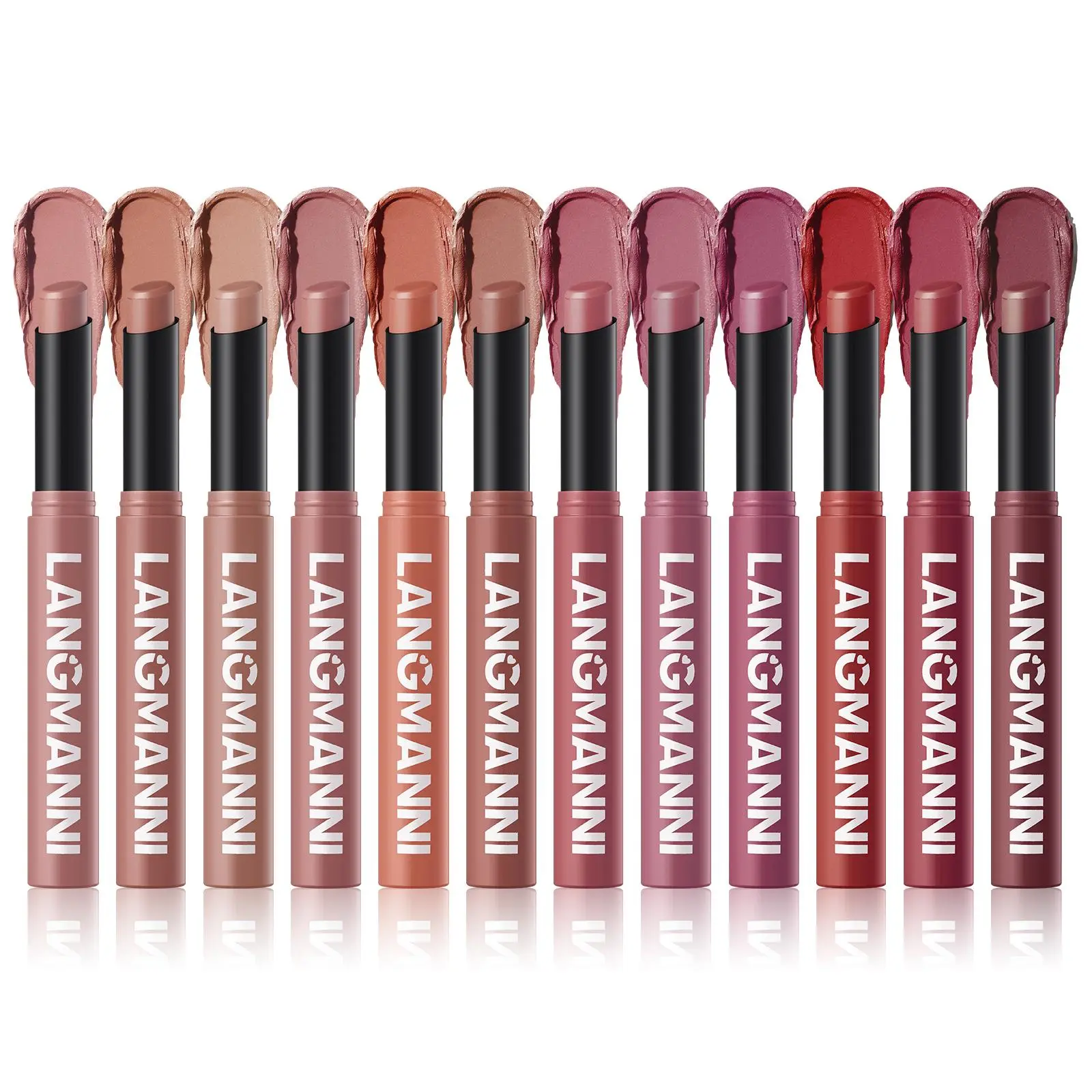 Long Lasting Soft Matte Lipstick Set, 12pcs/set Easy Coloring Lip Sticks, Suitable for All Occasions Lip Makeup, Girls and Women Makeup Accessories, Cosmetic, Silky Matte Lipstick