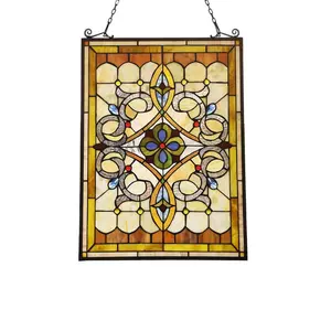 Chloe Lighting CH3P130BV24-GPN Delilah Victorian Tiffany-Glass Window Panel - 24 in.