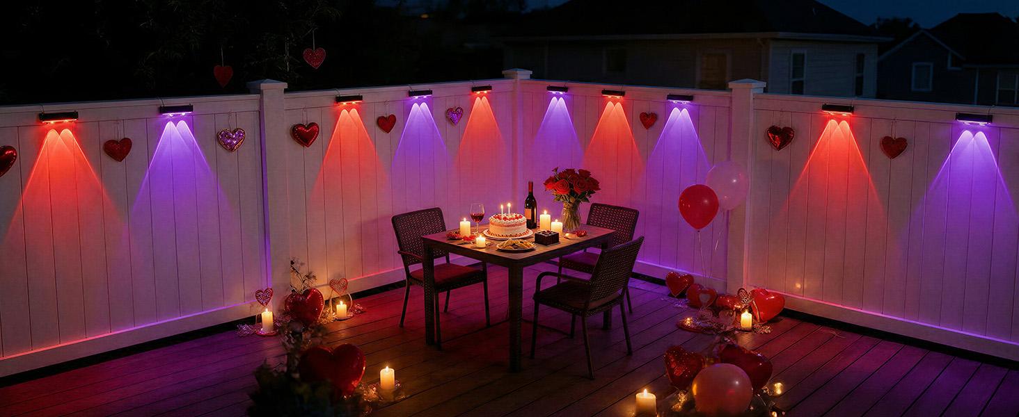 Brightown Solar Lights Outdoor Waterproof, Color Changing Solar Fence Deck Step Flood Lights, Warm White & RGBCW 11 Color, IP65 Waterproof Garden Lights for Outside Backyard