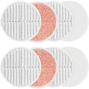 8 Pack Replacement Mop Pads Compatible with Bissell Spinwave Hard Floor Spin Mop, 2 Soft Pads 4 Scrubby Pads 2 Heavy Scrub Pads