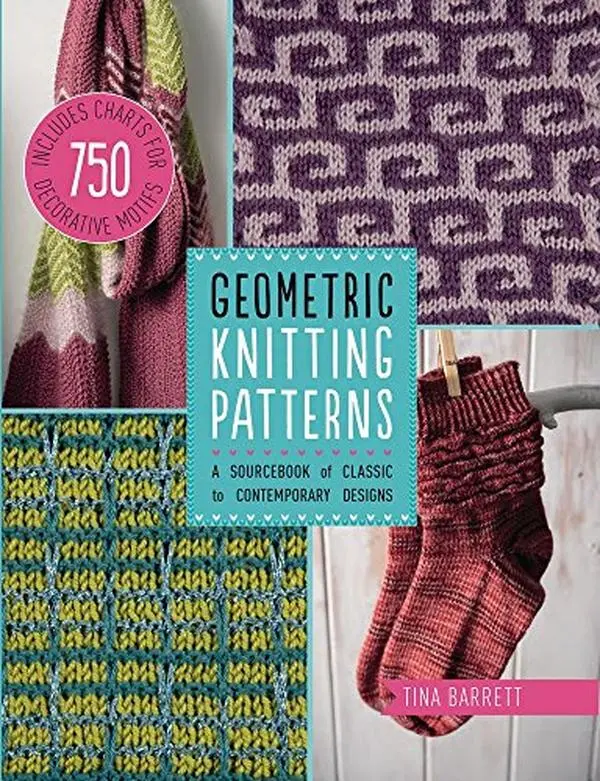 USED Book - Geometric Knitting Patterns: A Sourcebook of Classic to Contemporary Designs: Includes Charts for 750 Decorative Motifs by Tina Barrett (Paperback) - english, 10 Step-By-Step Projects